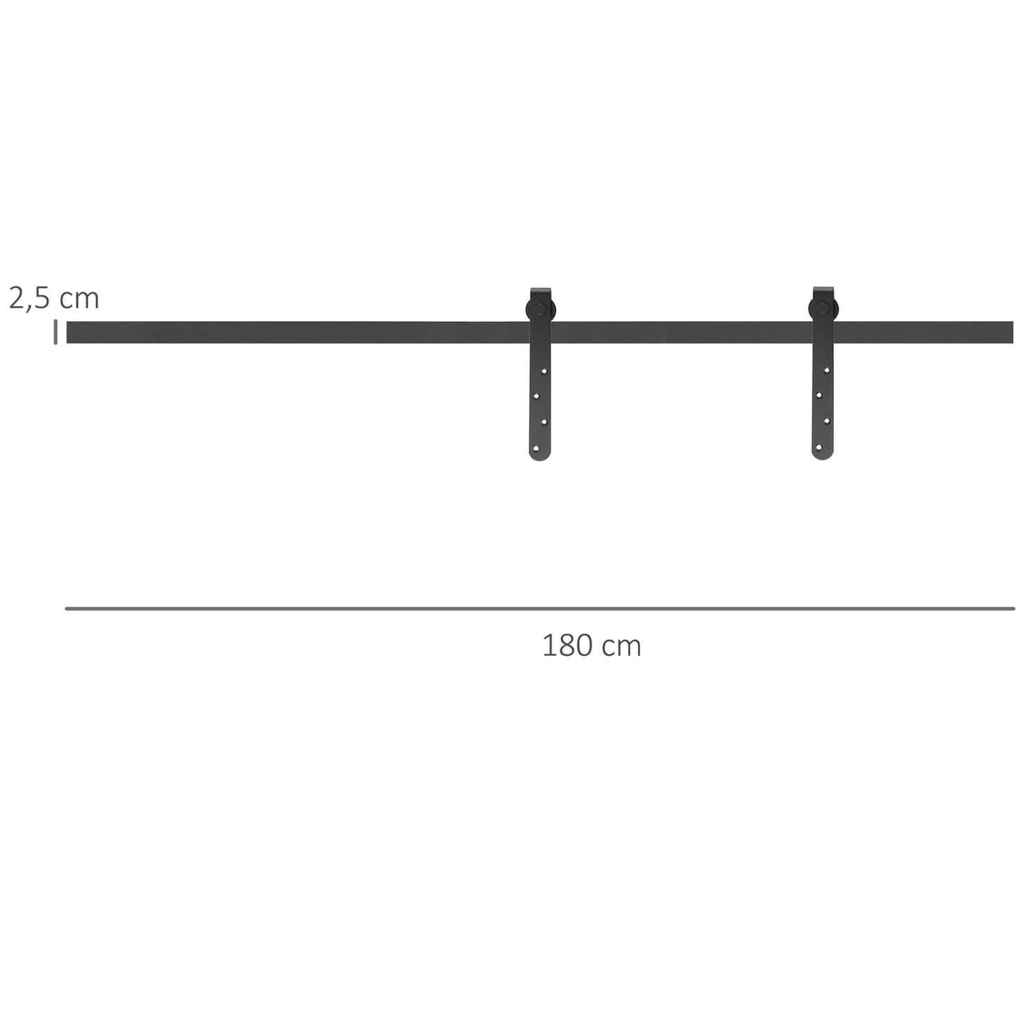 Sliding Door Hardware Kit, 180 cm Carbon Steel Set