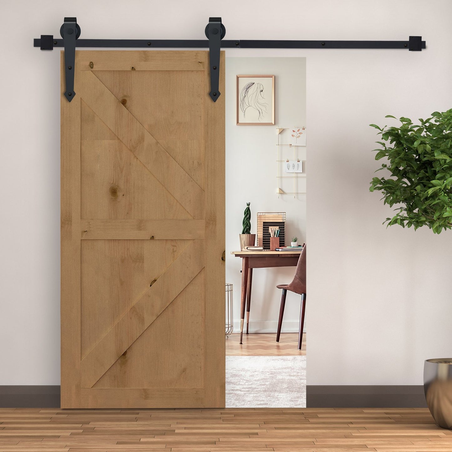 200 cm sliding door set in carbon steel, black