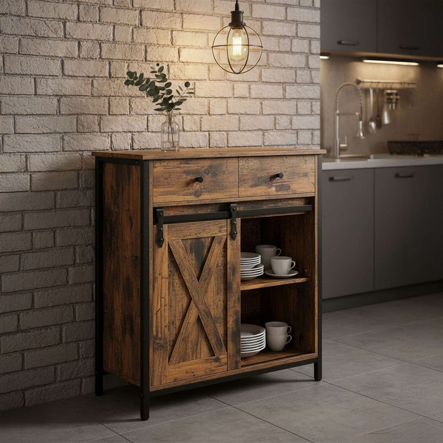 Sliding Door Sideboard – Rustic Design, Space-Saving Storage