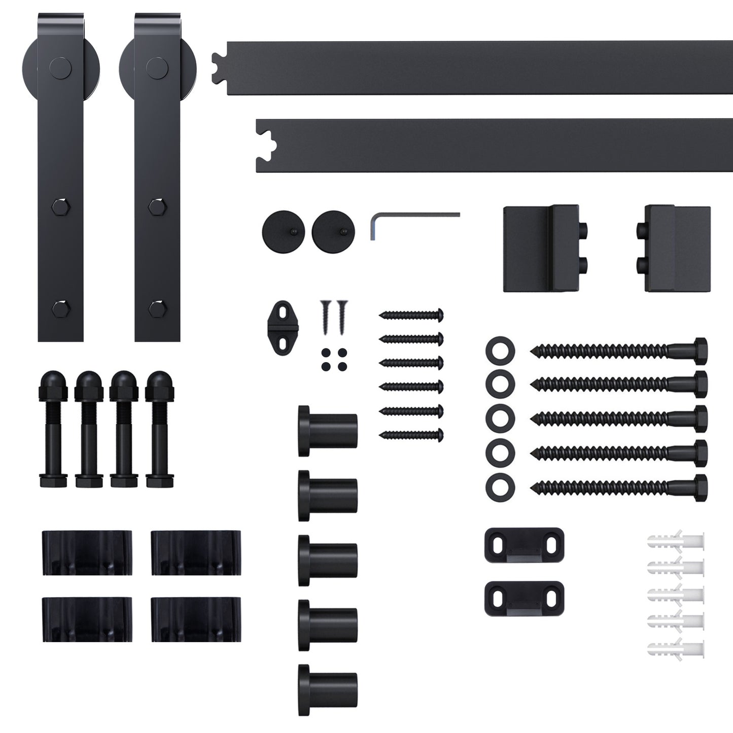 Sliding door track set, carbon steel, black, 200cm