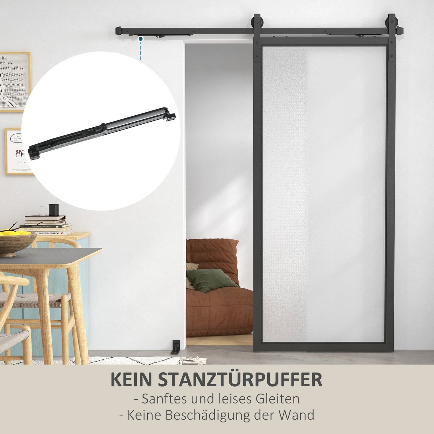 Sliding door kit, 183cm, carbon steel, black finish