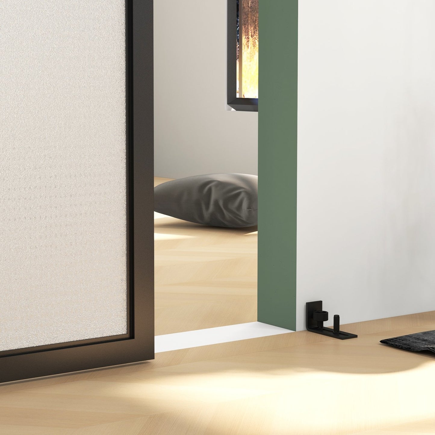 Sliding door kit, 183cm, carbon steel, black finish