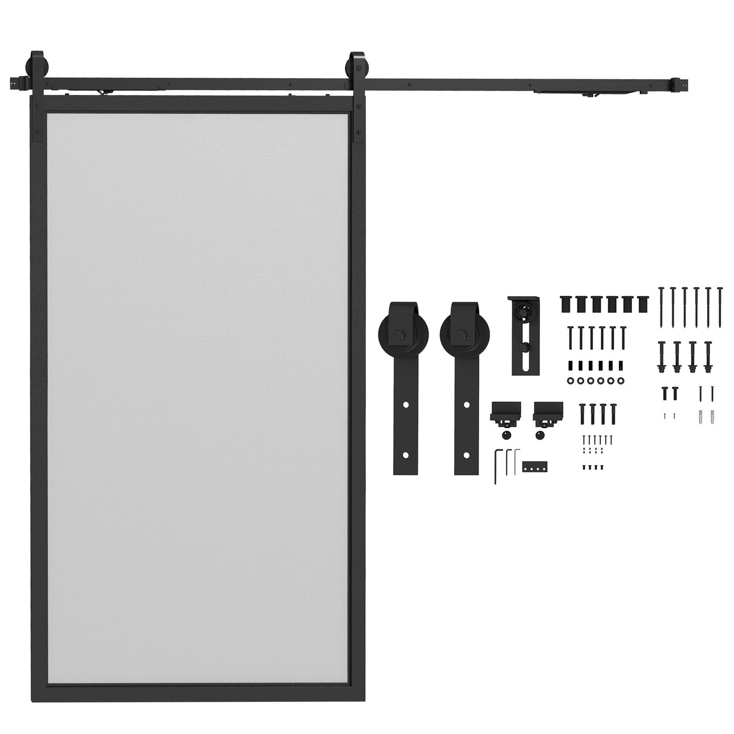 Fitting set for sliding doors, 244cm, carbon steel, black
