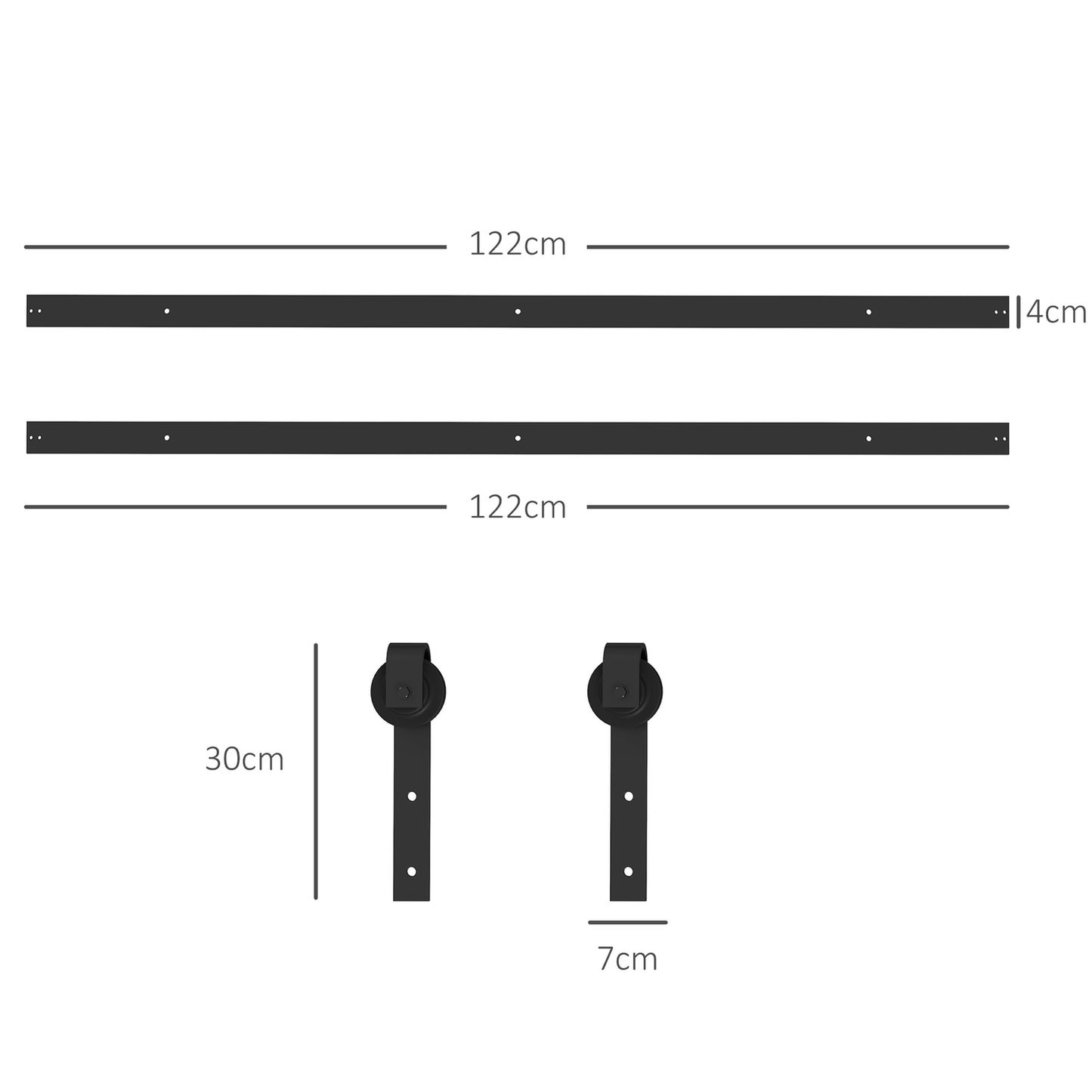 Fitting set for sliding doors, 244cm, carbon steel, black