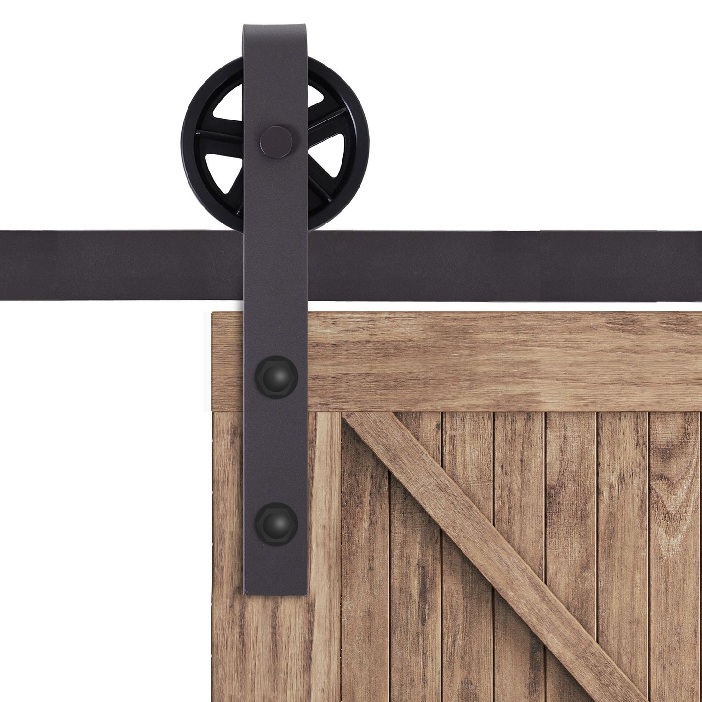 Sliding door hardware set, 183 cm, Carbon steel, Dark brown