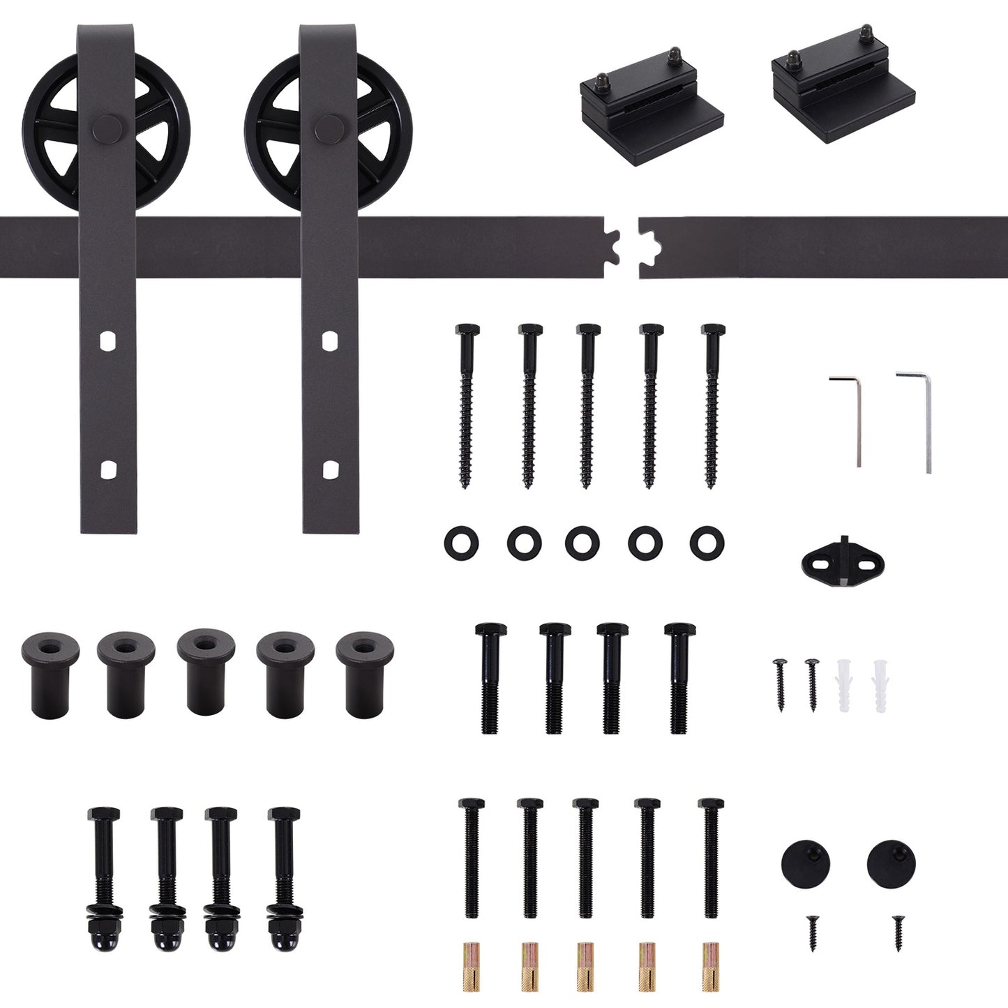 Sliding door hardware set, 183 cm, Carbon steel, Dark brown