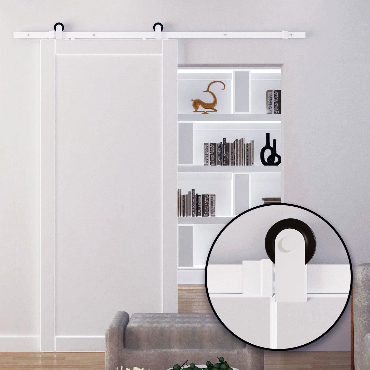 Sliding door system 183 cm, carbon steel, complete set