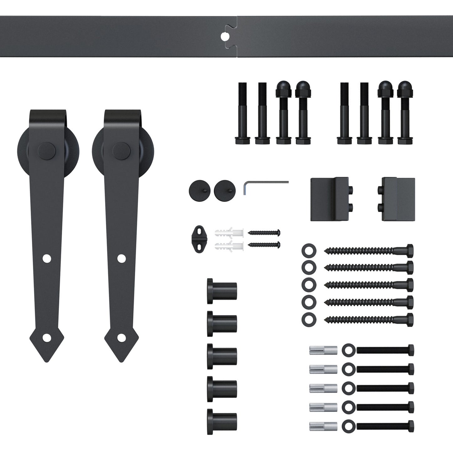 Sliding door hardware set, carbon steel, 200 cm, brown