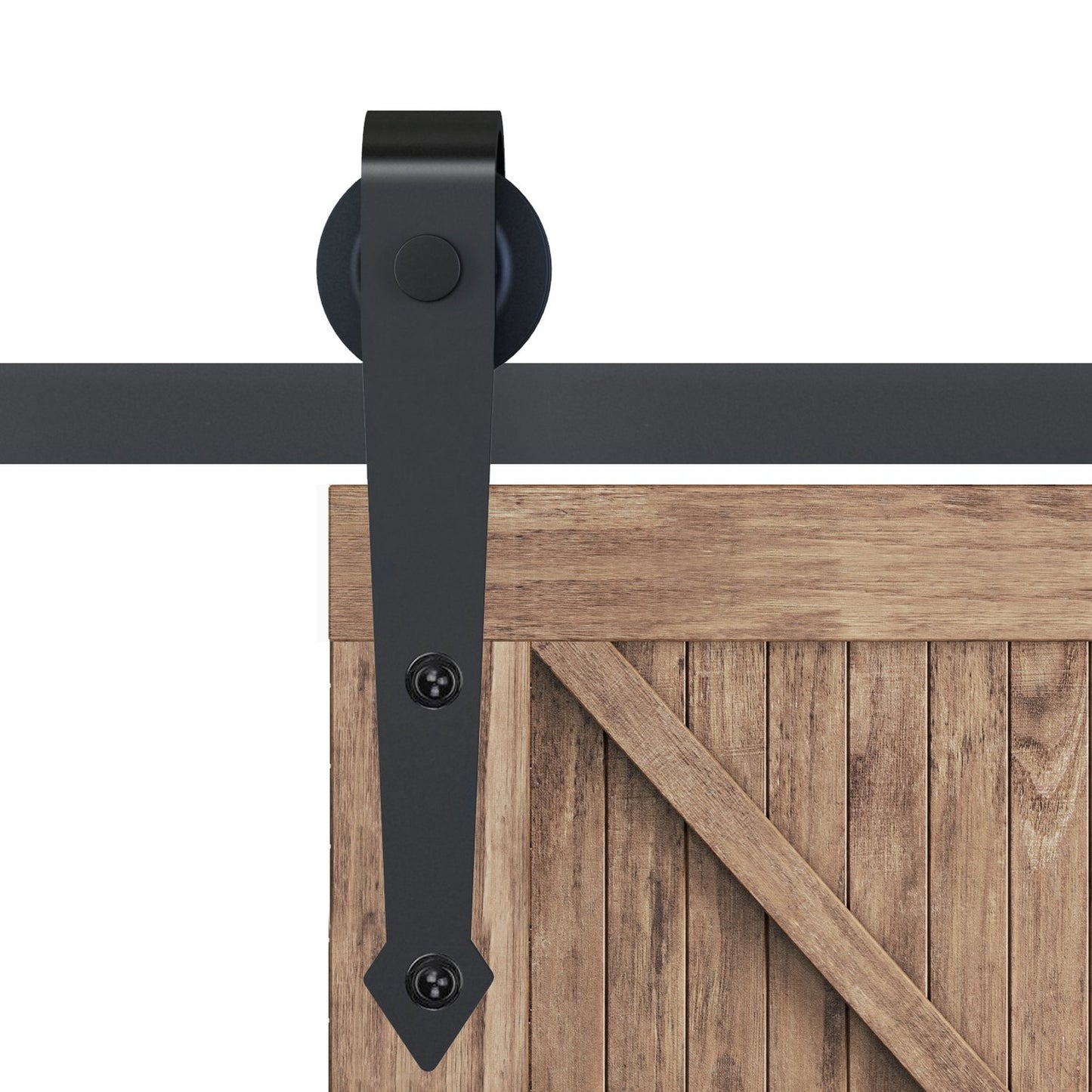 Sliding door hardware set, carbon steel, 200 cm, brown