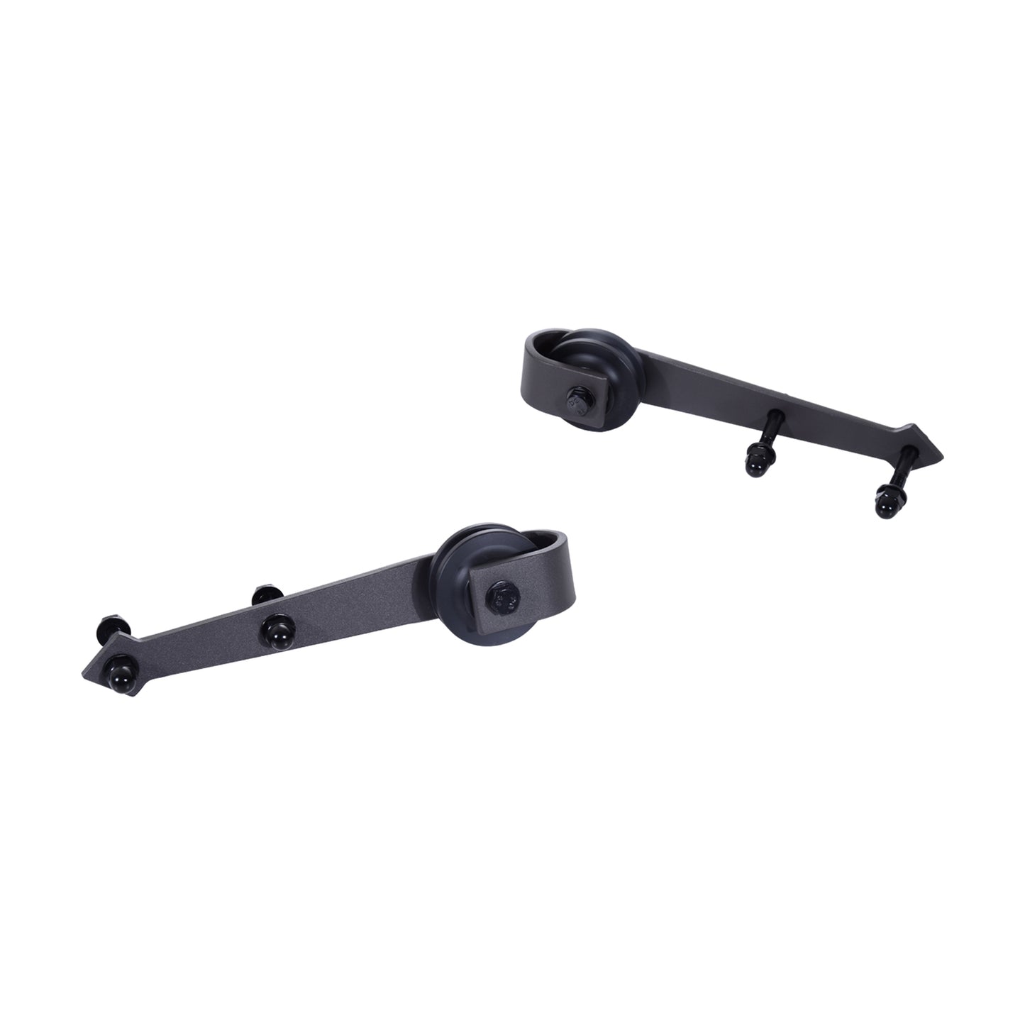 Sliding door hardware set, carbon steel, 200 cm, brown