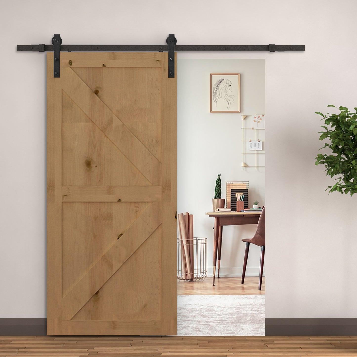 Sliding door fittings Set - 200cm Carbon steel Black