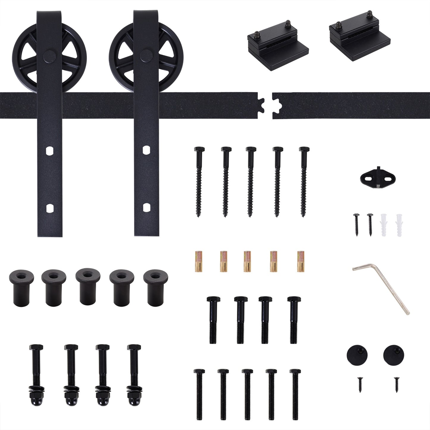 Sliding door hardware kit, black carbon steel, 200 cm rails