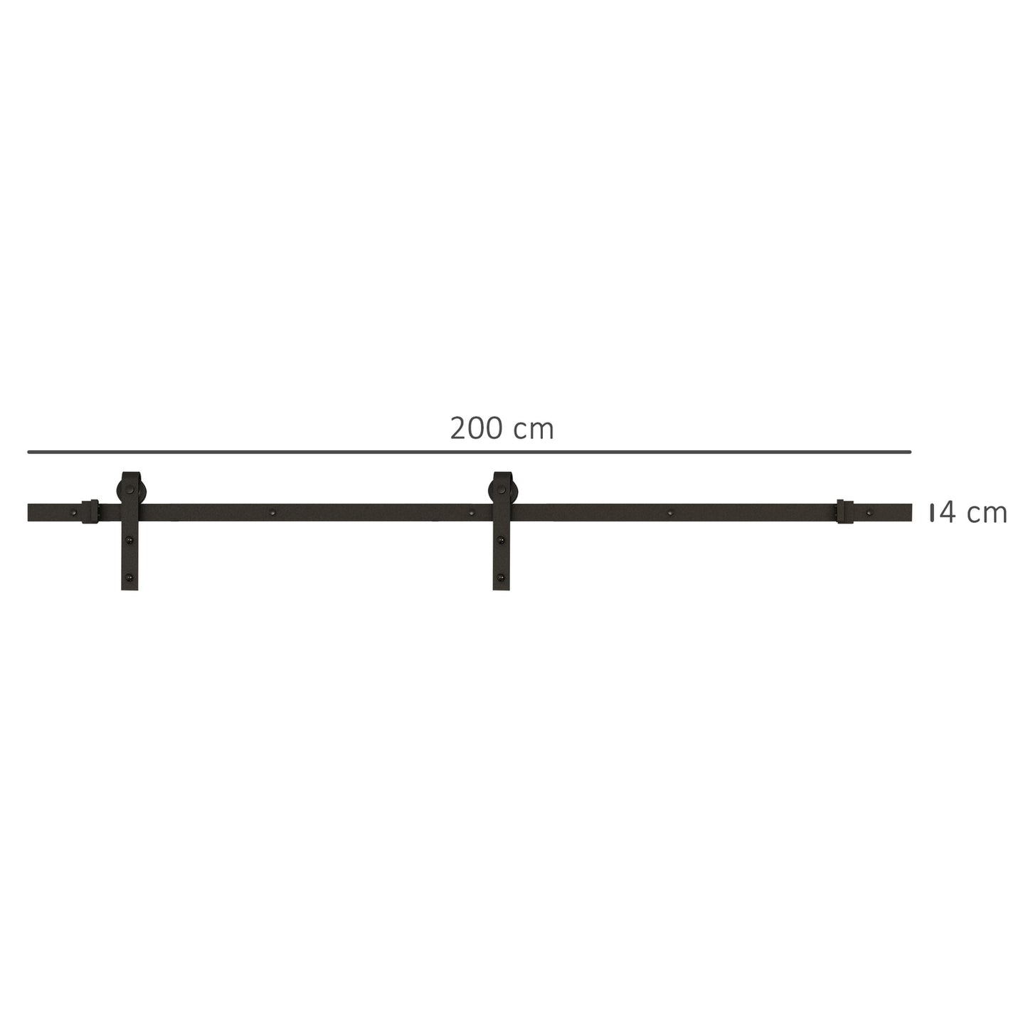 Sliding door hardware set, 200 cm, Carbon steel, Black