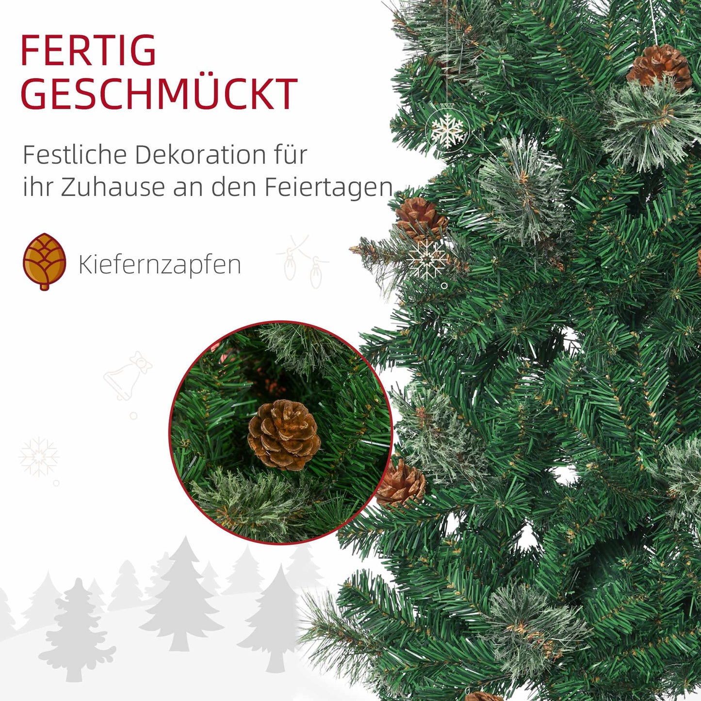 Slim Artificial Christmas Tree, Green, 195 cm, Indoor Use