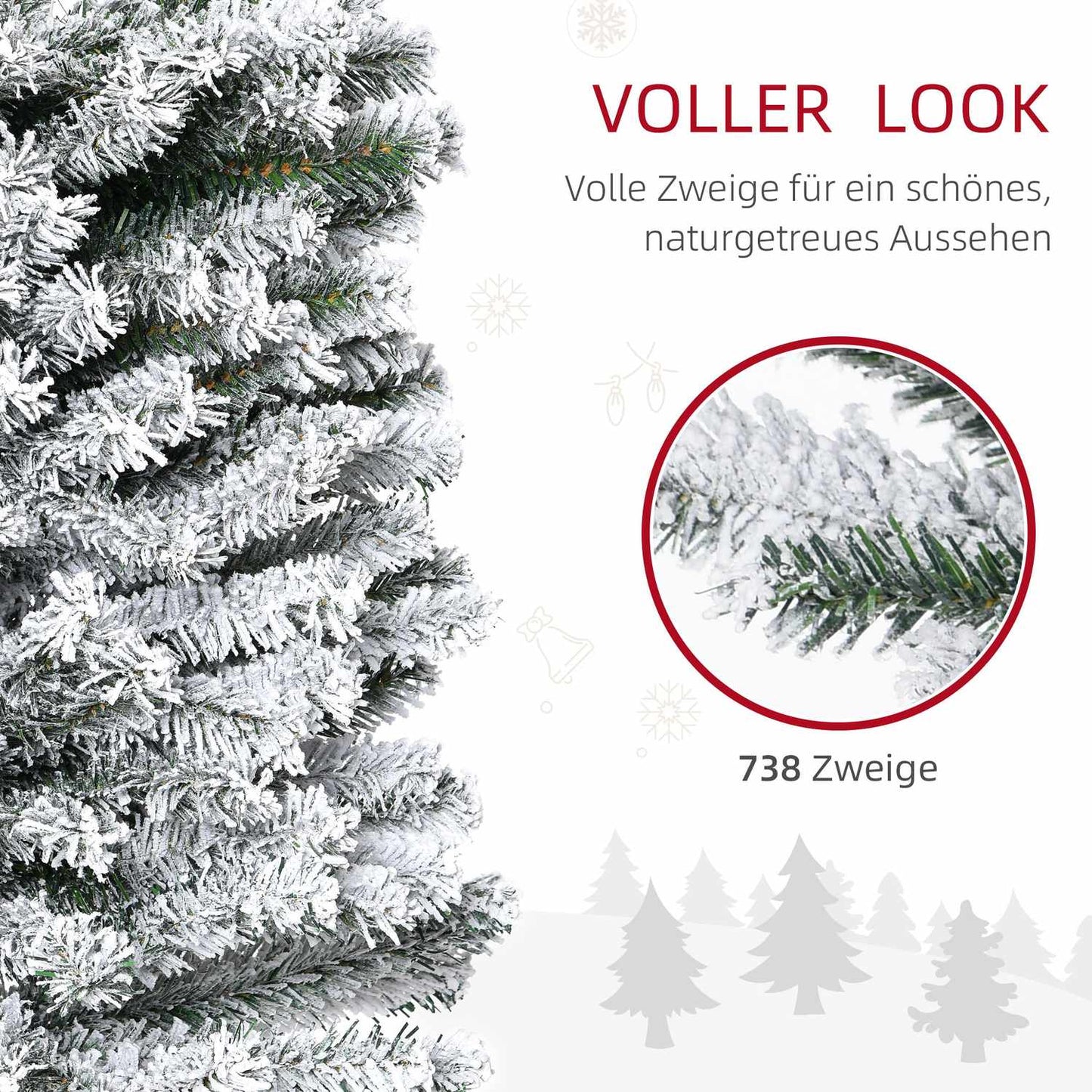 Slim Artificial Christmas Tree with Snow, 180 cm, Green