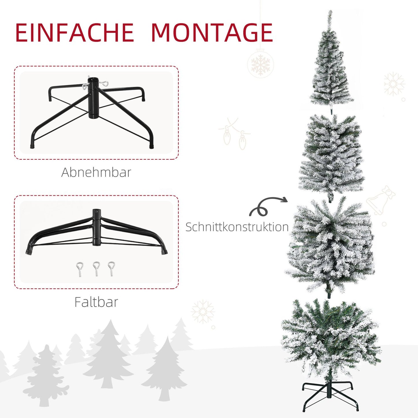 Slim Artificial Christmas Tree with Snow, 180 cm, Green