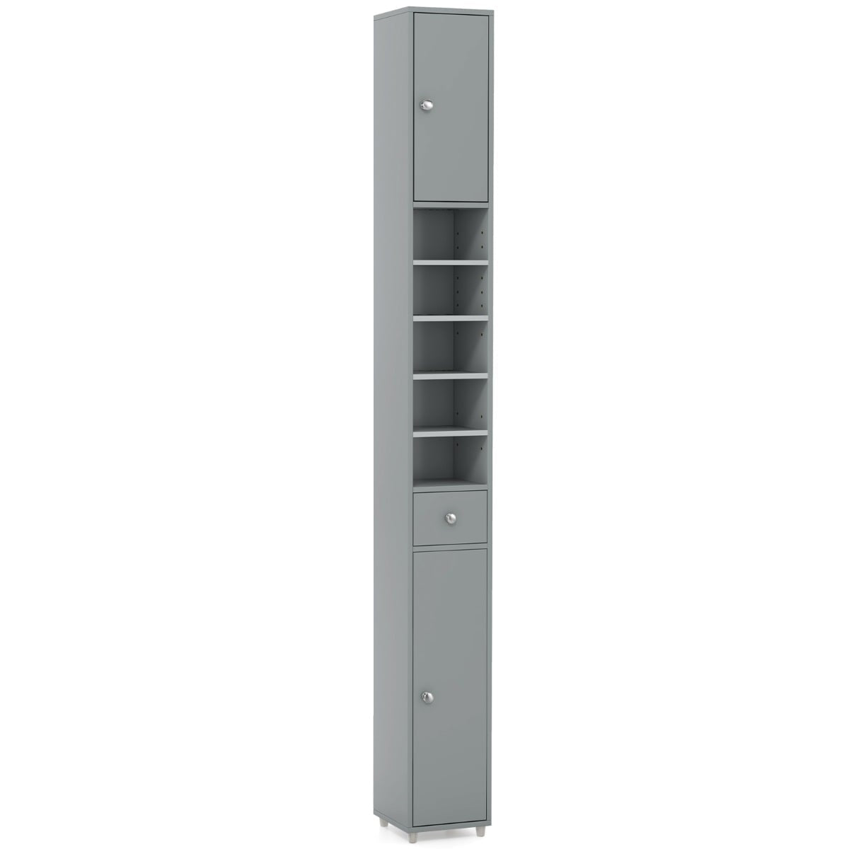 Slim Bathroom Cabinet, 2 Doors, 1 Drawer, Adjustable Shelves