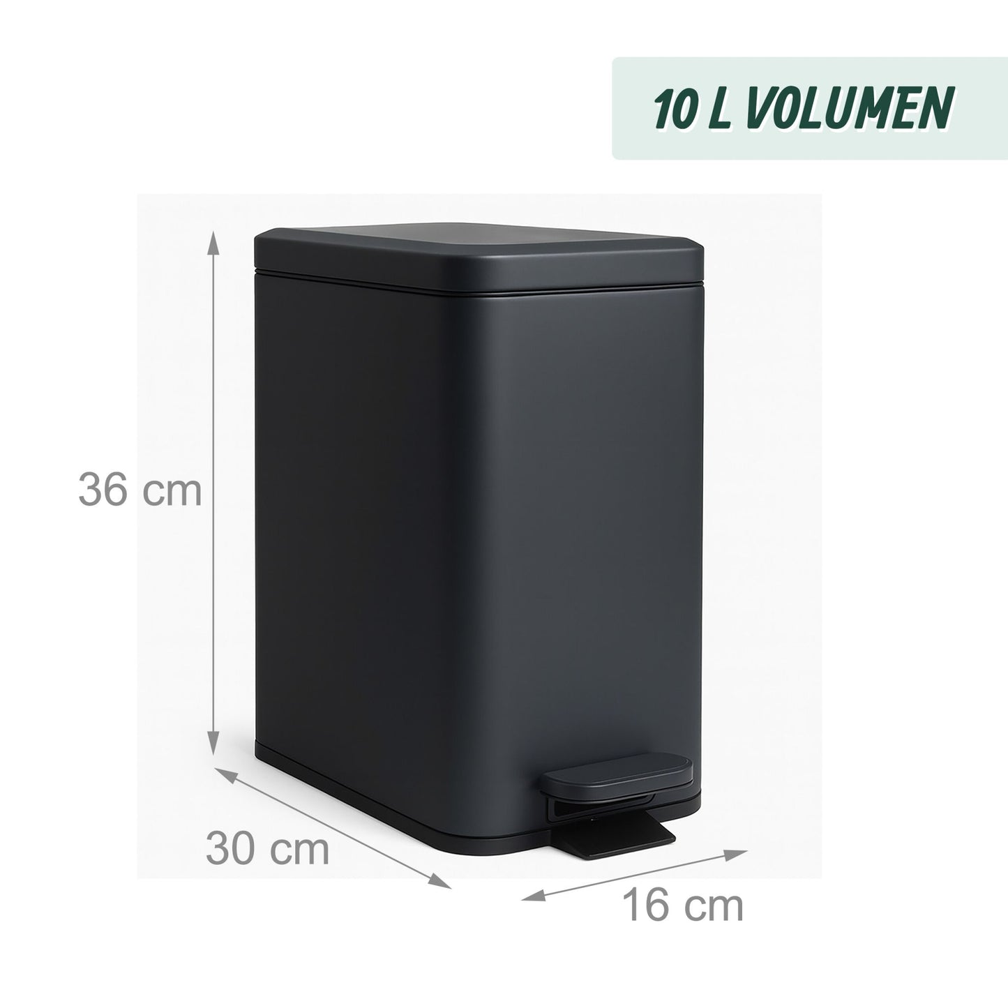 Slim Pedal Bin, 10L – Soft-Close, Hands-Free