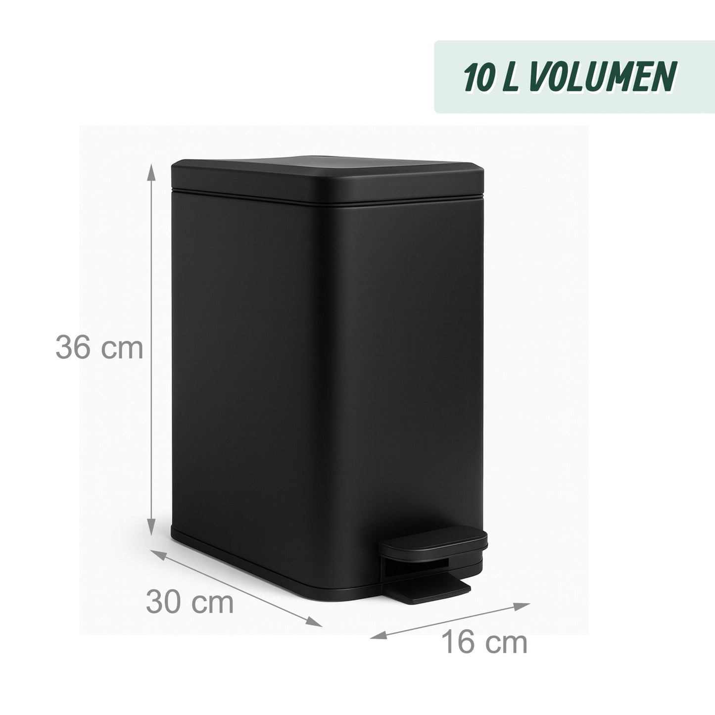 Slim Pedal Bin, 10L – Soft-Close, Hands-Free Design
