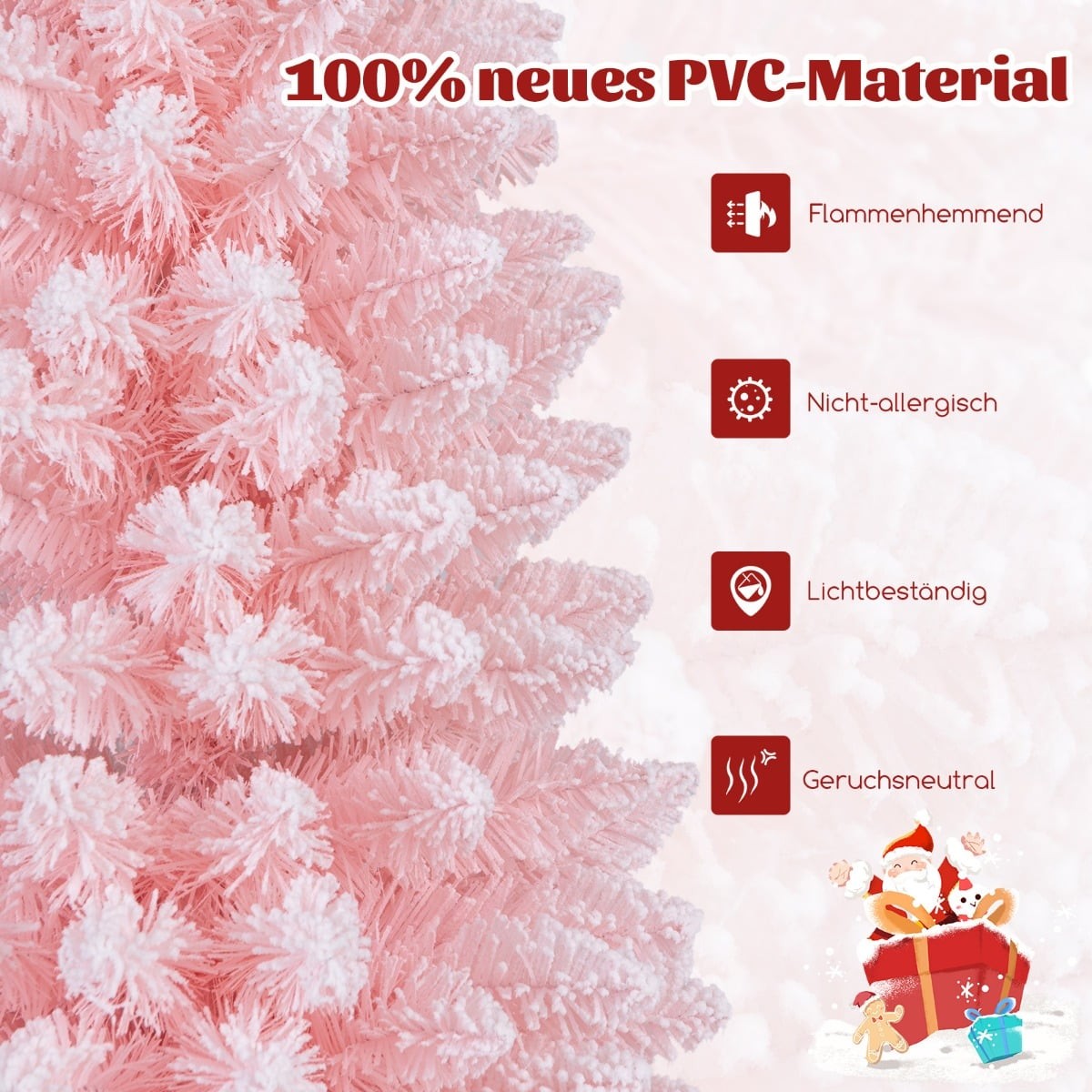 Slim Pink Christmas Tree, 180 cm, Snow Flocked, 460 Tips