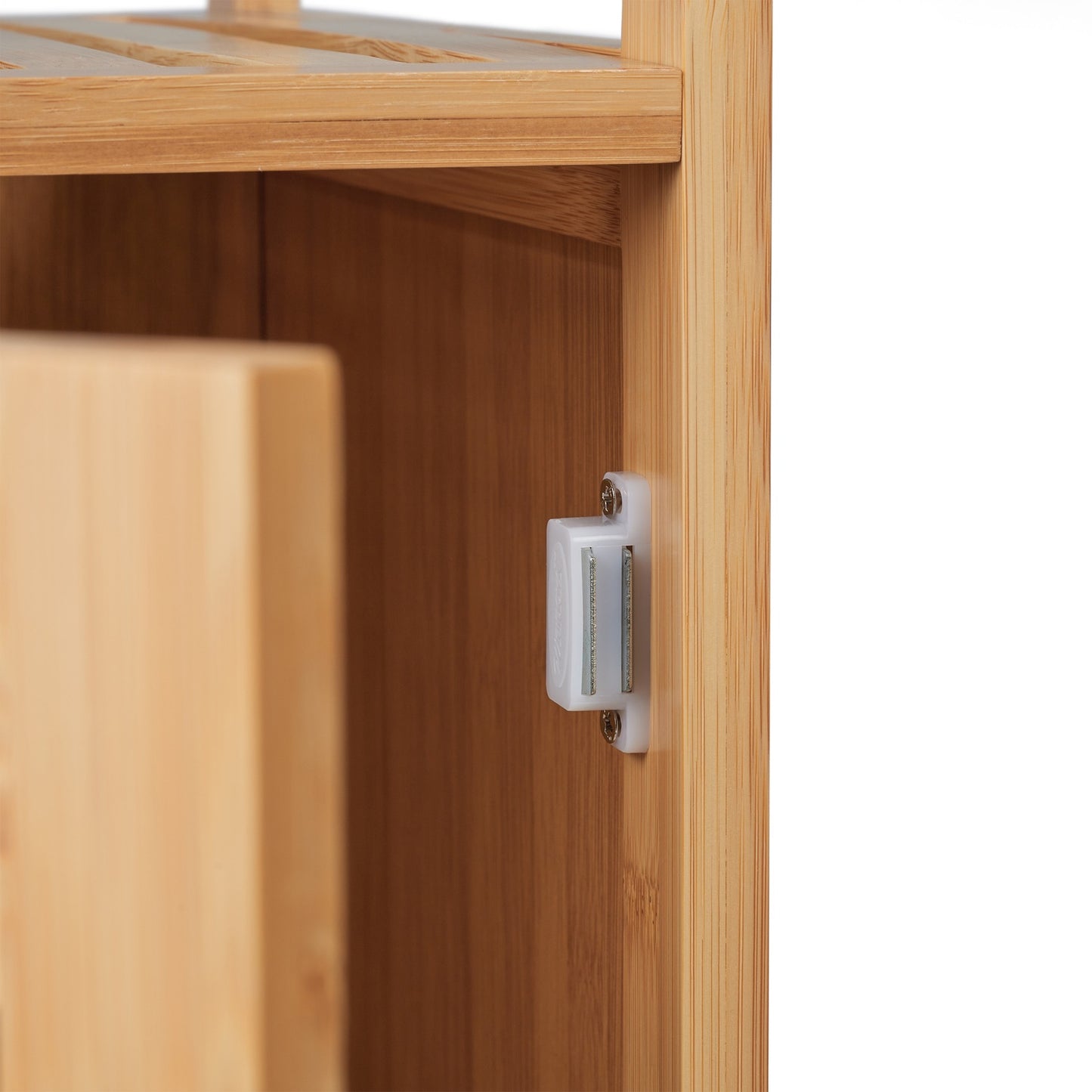 Slim bathroom cabinet made of bamboo