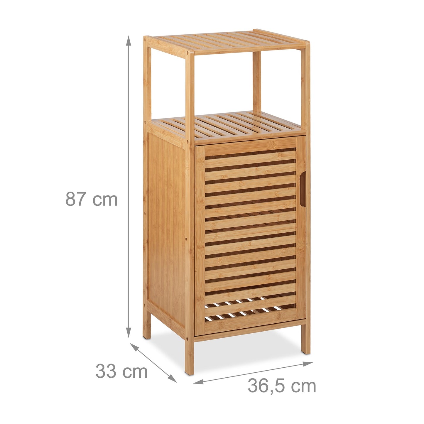Slim bathroom cabinet made of bamboo