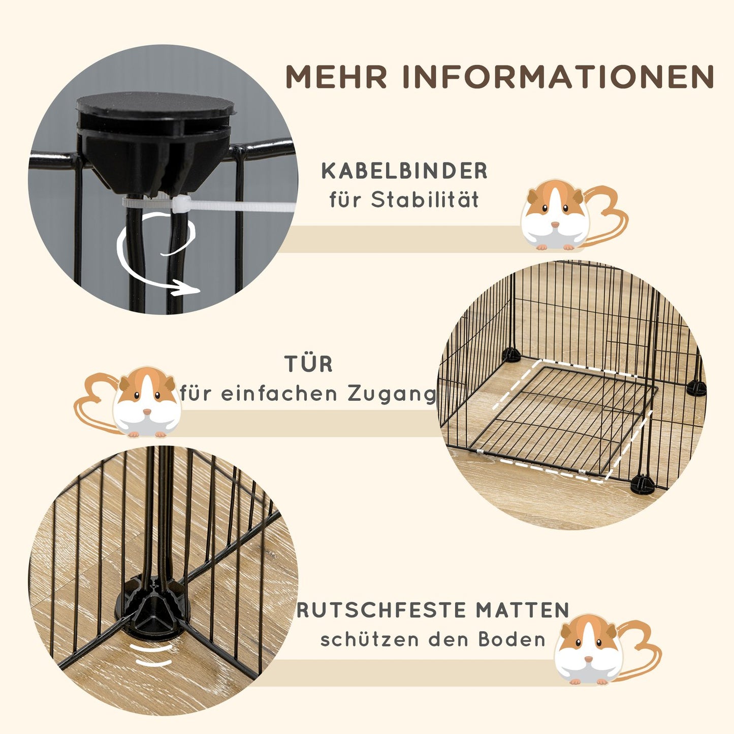 Small animal cage with 18 steel panels for guinea pigs
