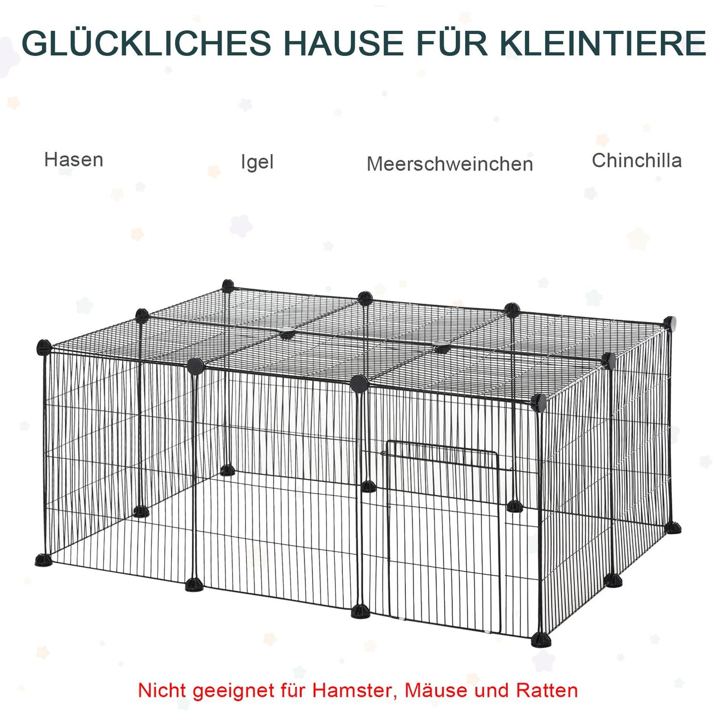 Outdoor small animal cage, metal with non-slip mat, 105x70x45 cm