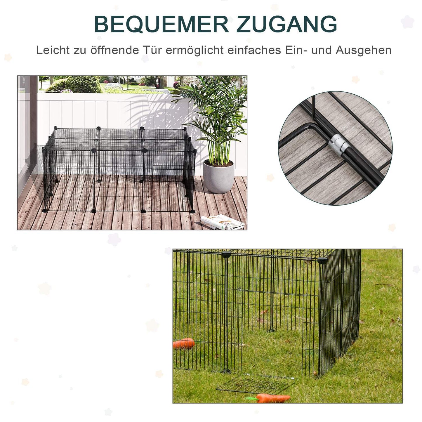 Outdoor small animal cage, metal with non-slip mat, 105x70x45 cm