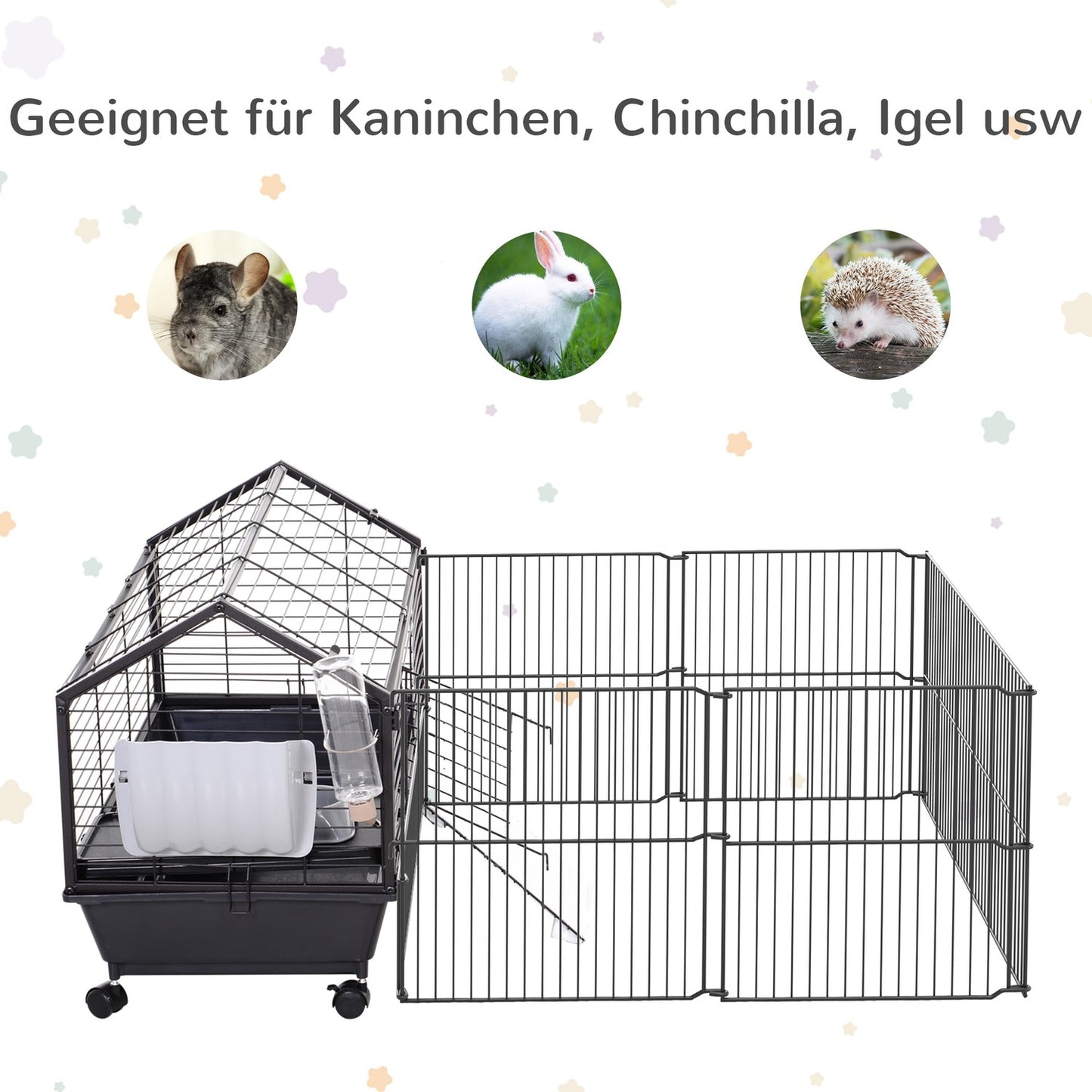 Small animal cage - metal rodent with garden and balcony