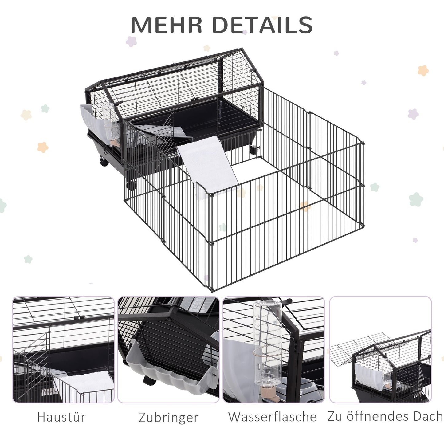 Small animal cage - metal rodent with garden and balcony