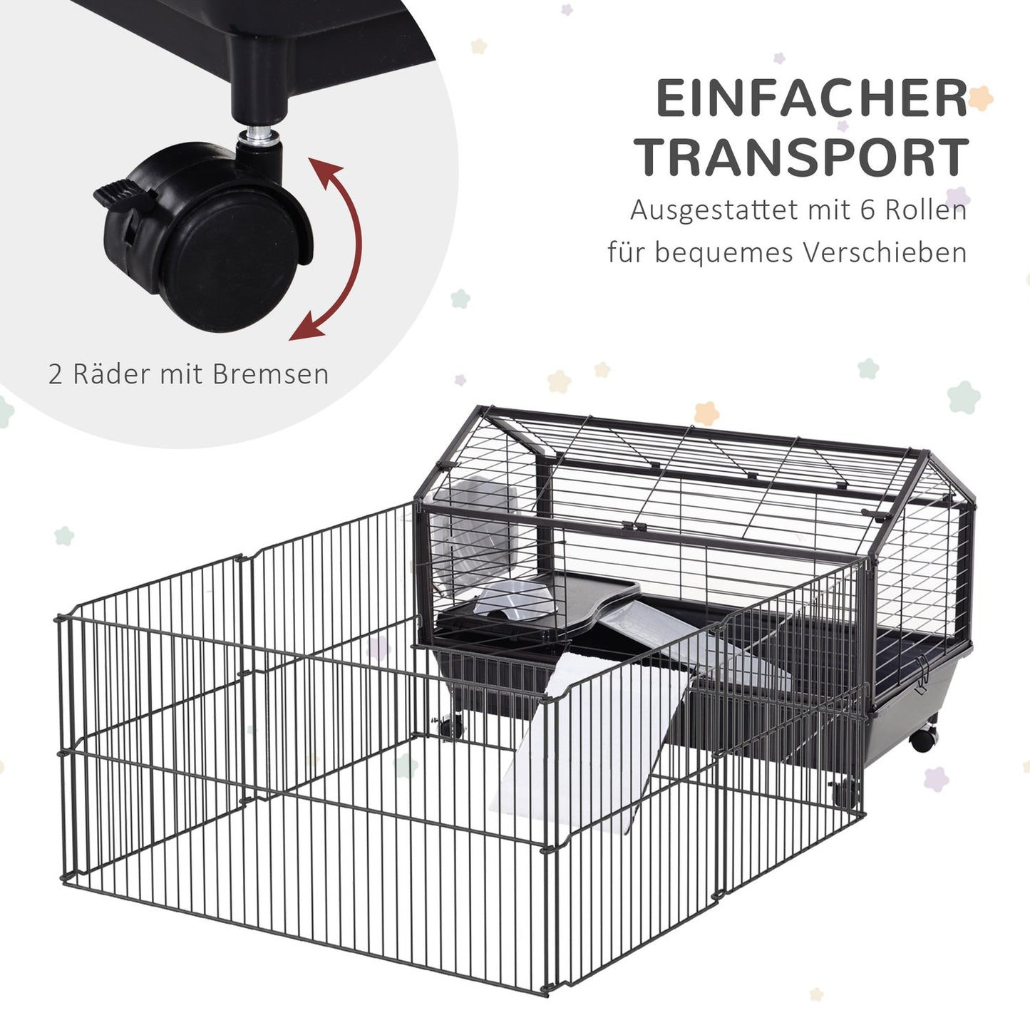 Small animal cage - metal rodent with garden and balcony