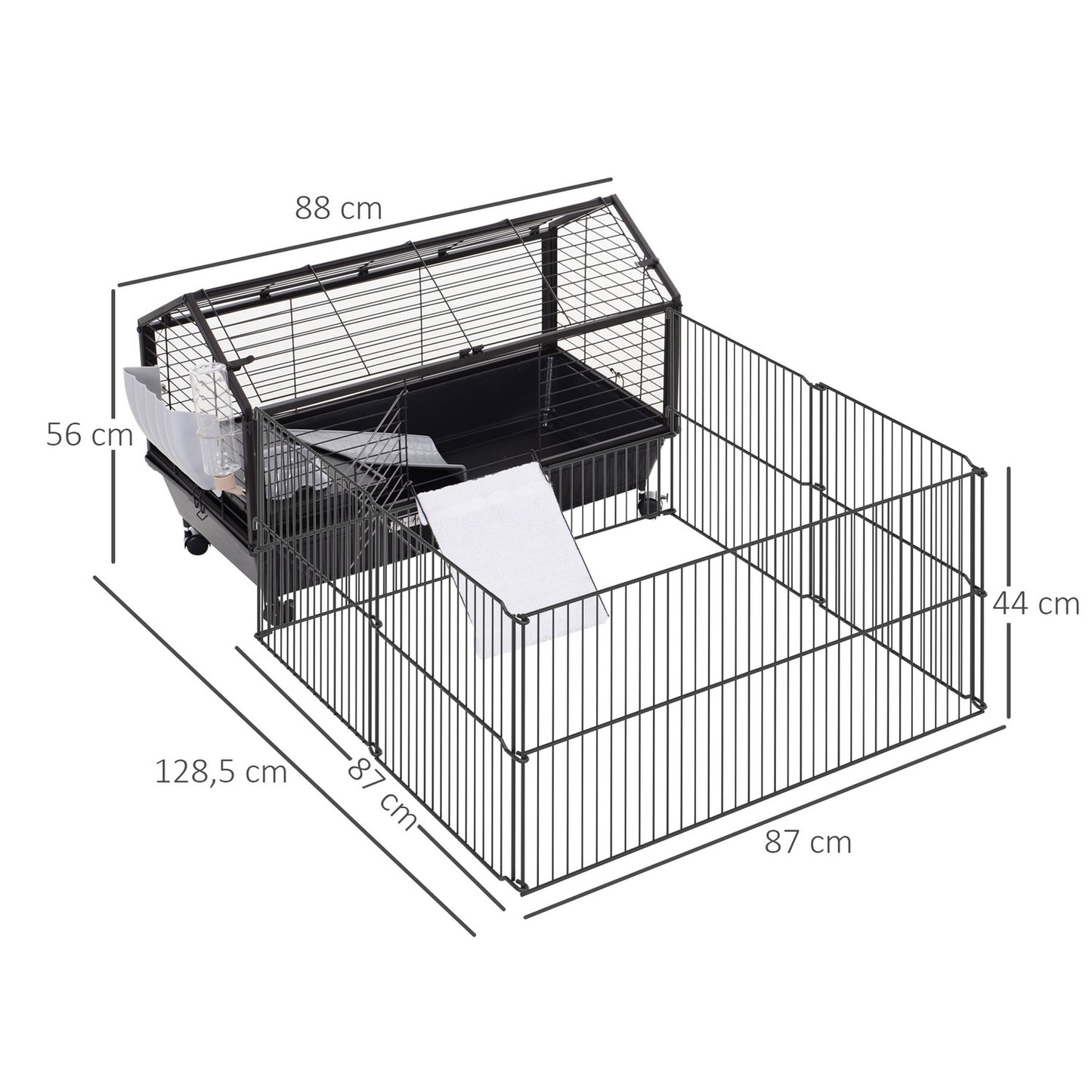 Small animal cage - metal rodent with garden and balcony