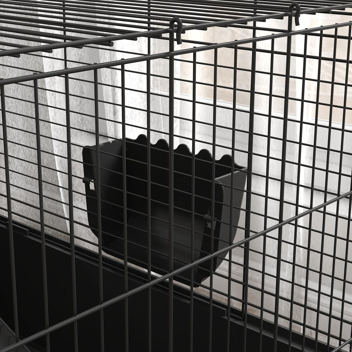 Small pet cage - steel, black, includes water bottle and bowl