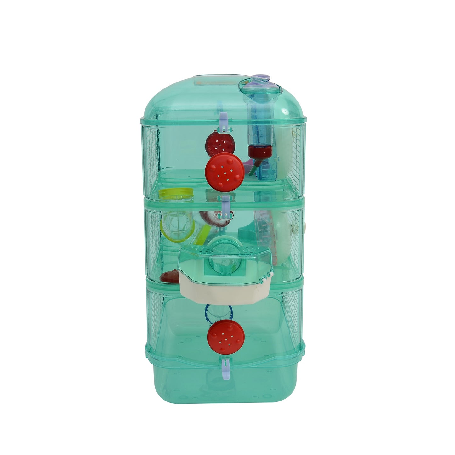 Green pet cage - Includes wheels, bowl and bottle, 40.5x28x55 cm