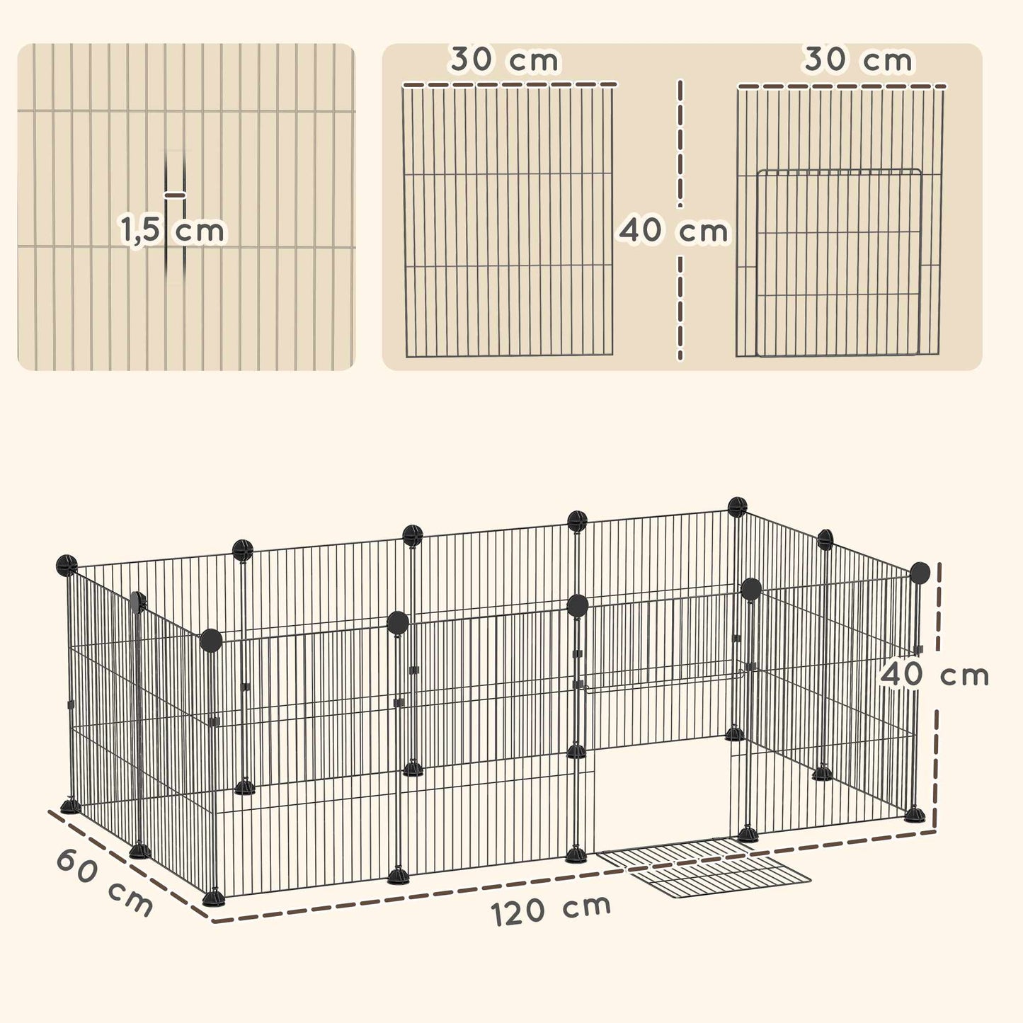 Small Animal Cage with Waterproof Liner, Steel Frame