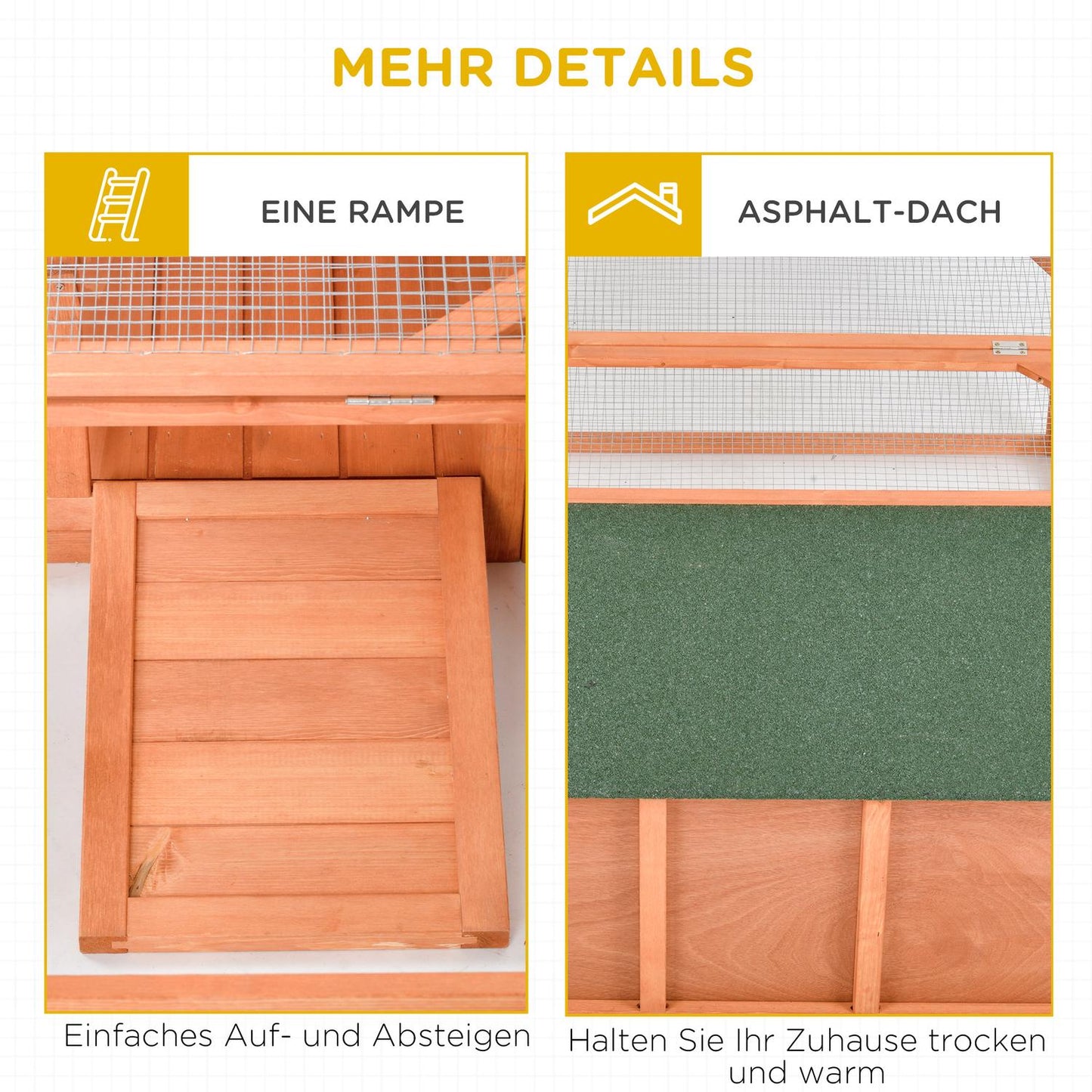 Outdoor Rabbit Cage - Weatherproof Spruce, Opening Roof, 125.5x100x49cm