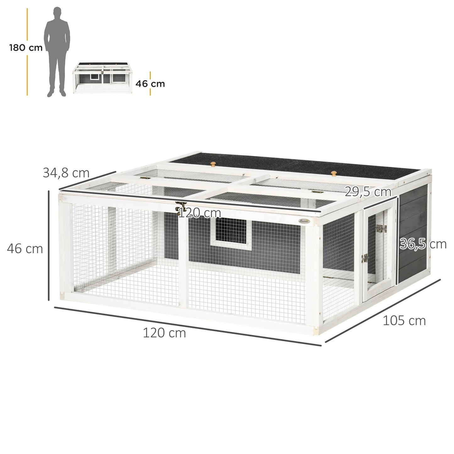 Guinea pig enclosure - Spruce Wood, 120x105x46 cm Enclosure