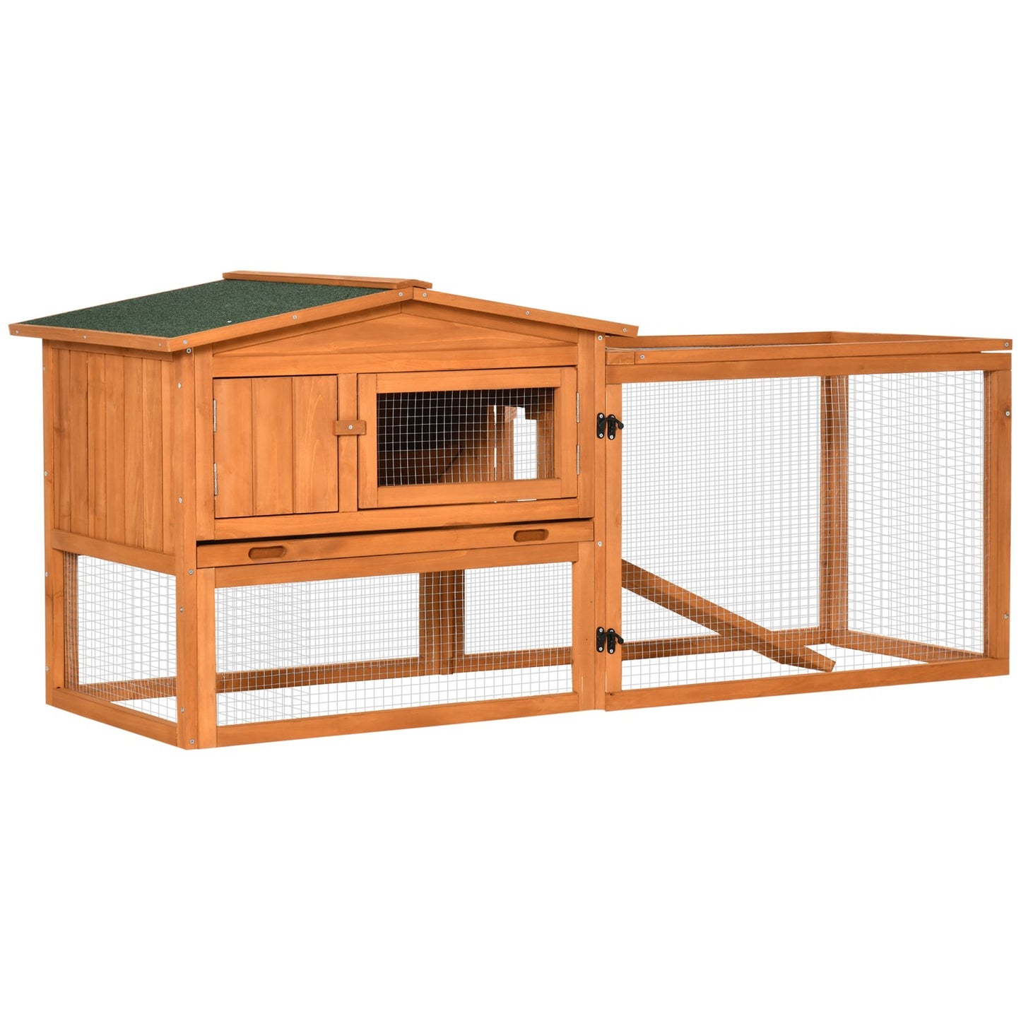Small animal house, spruce wood, with roof & tray, 156x58x68 cm