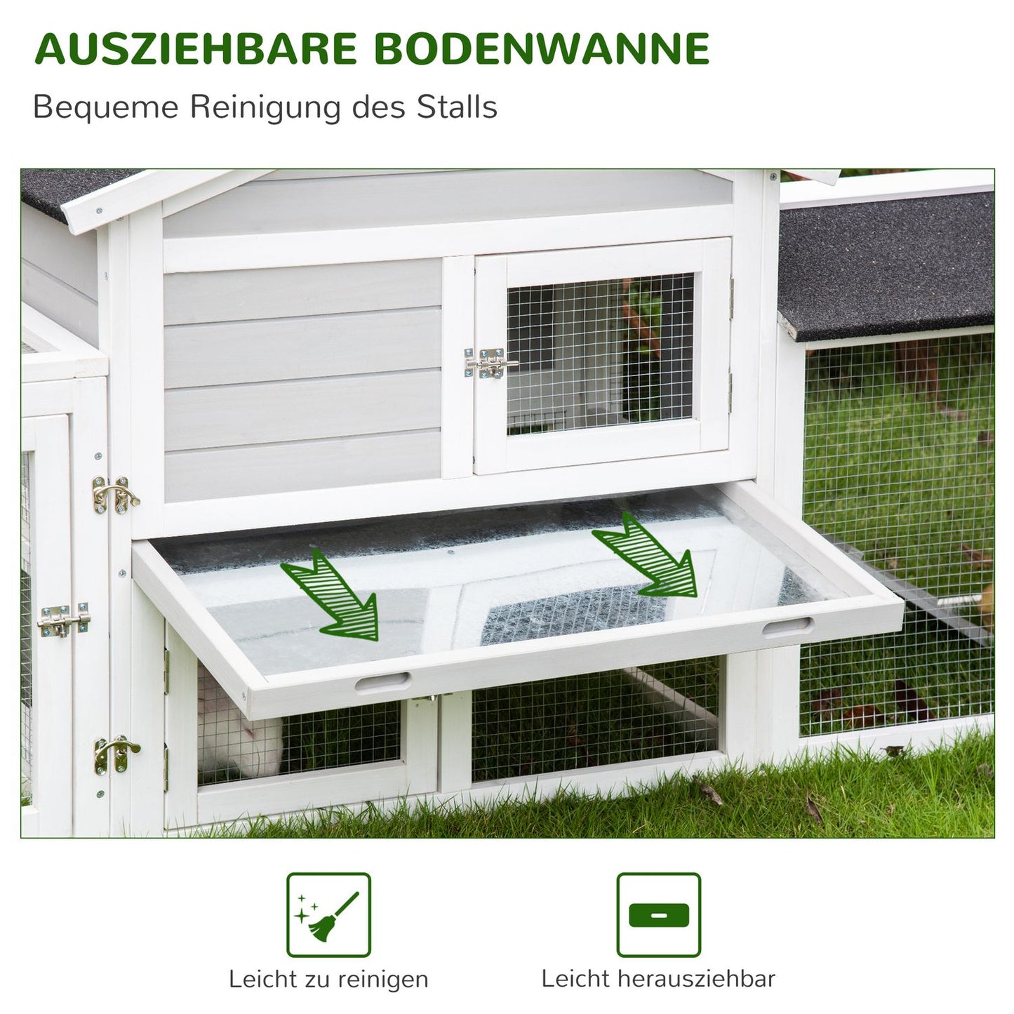 Small Animal Double Storey Spruce Wood Stall with outdoor enclosure