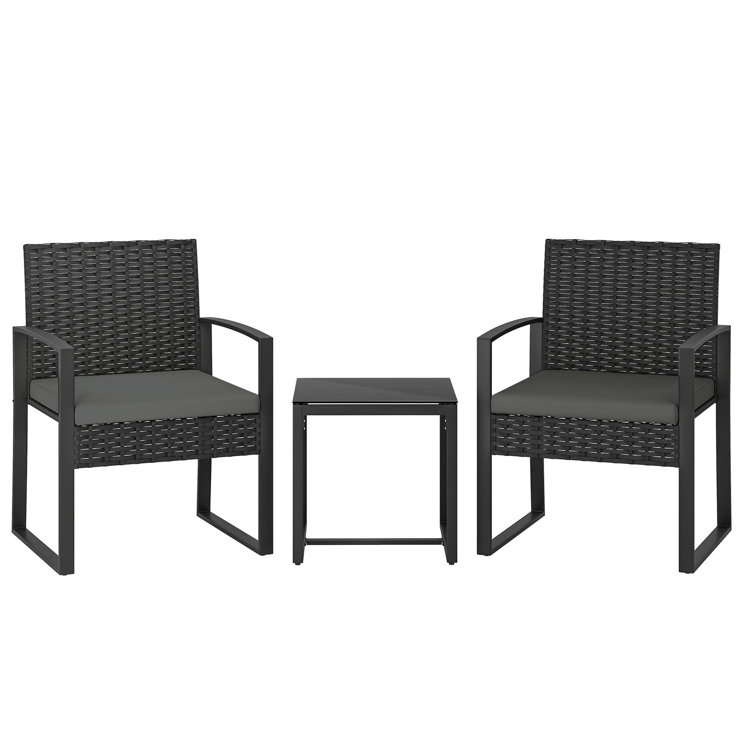 Small Balcony Furniture Set, PE Rattan, Cushioned Seats