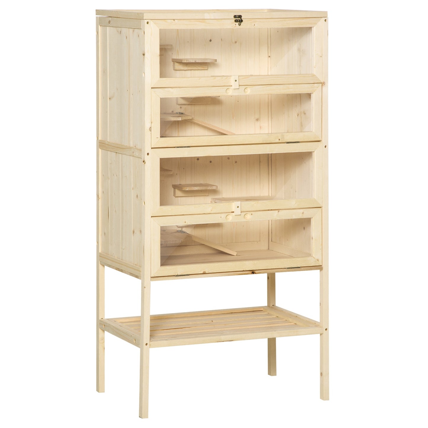 Small animal cage with mesh roof; 5-level Wood Hutch