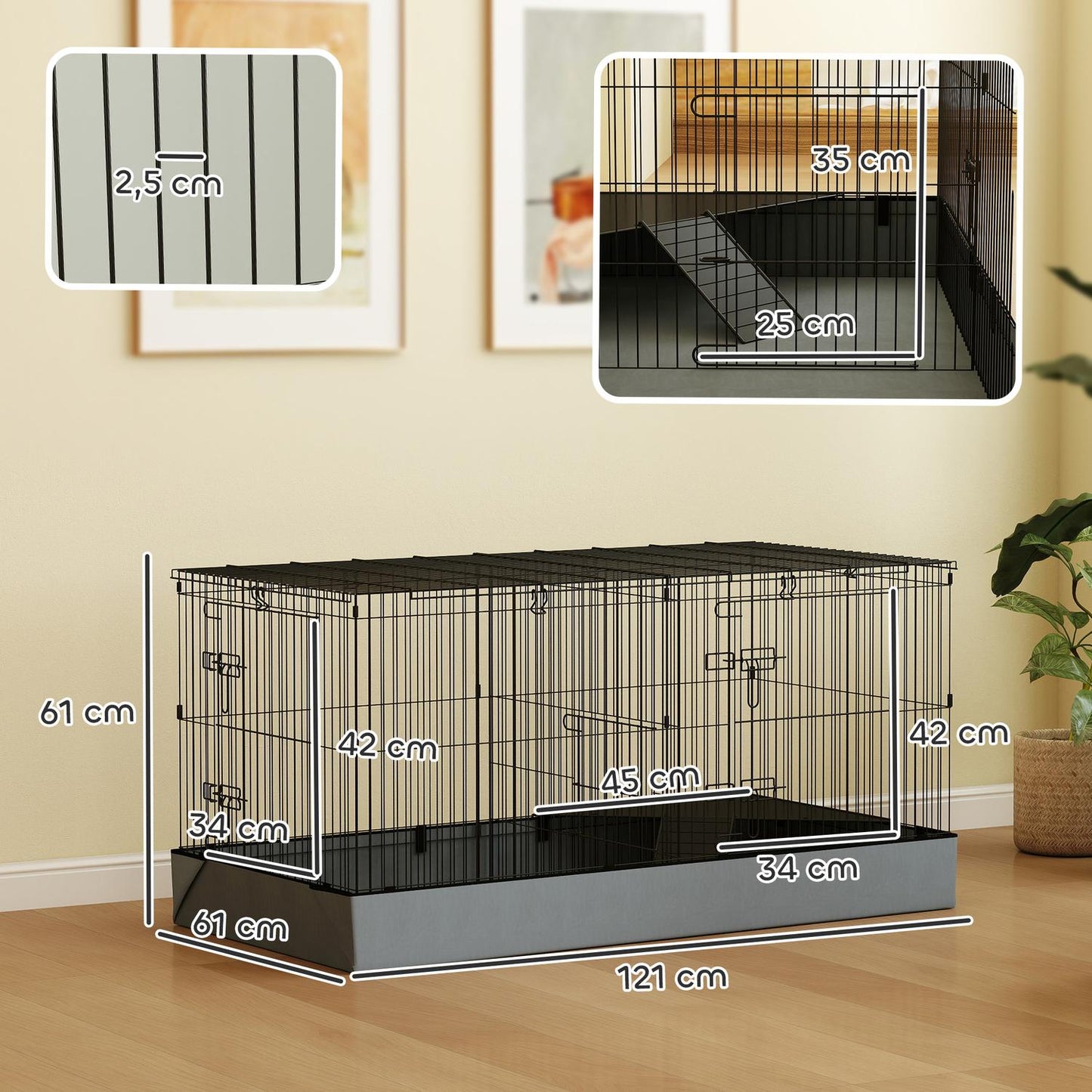 Small animal house with ramp and removable cover