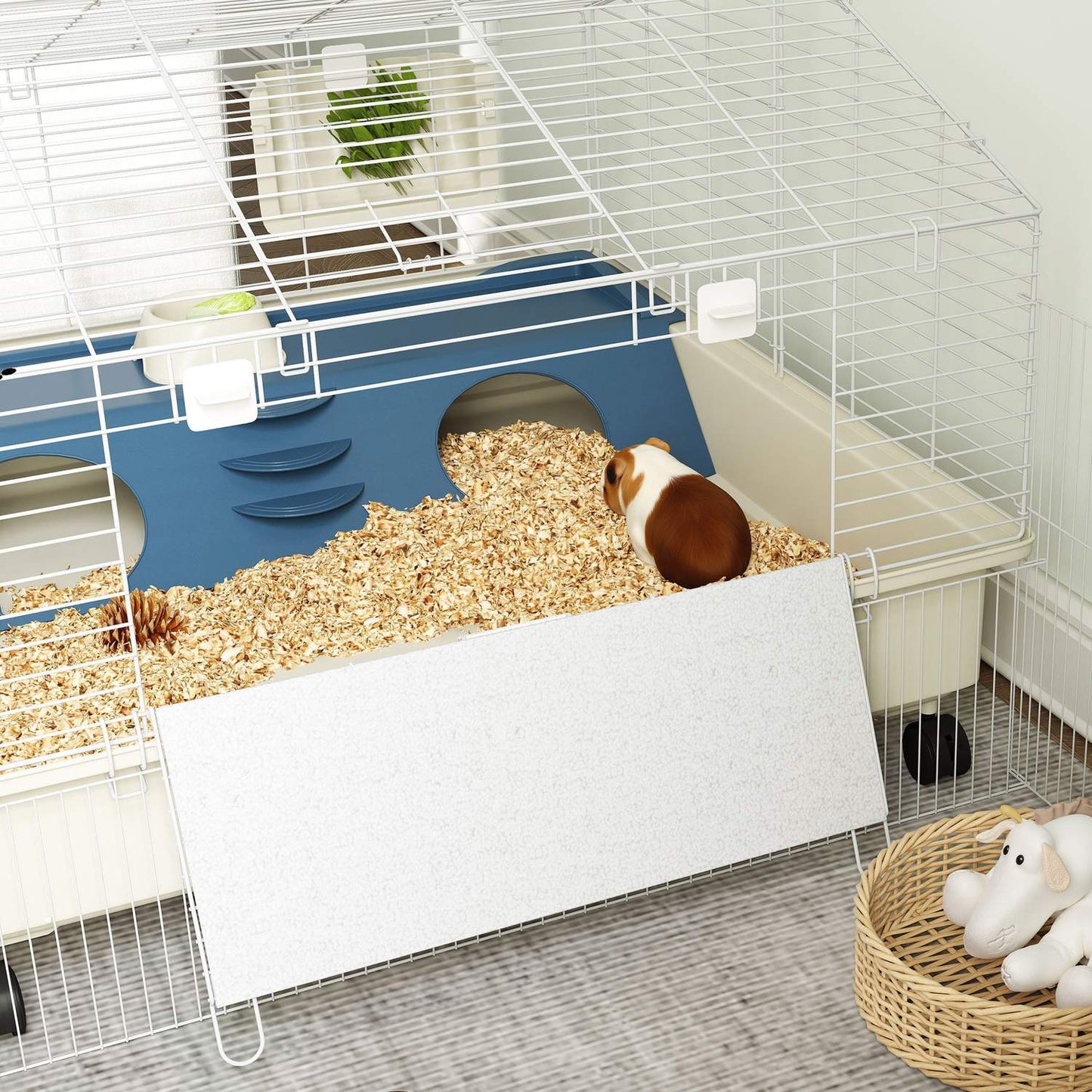 Small animal cage with playpen, wheels and accessories