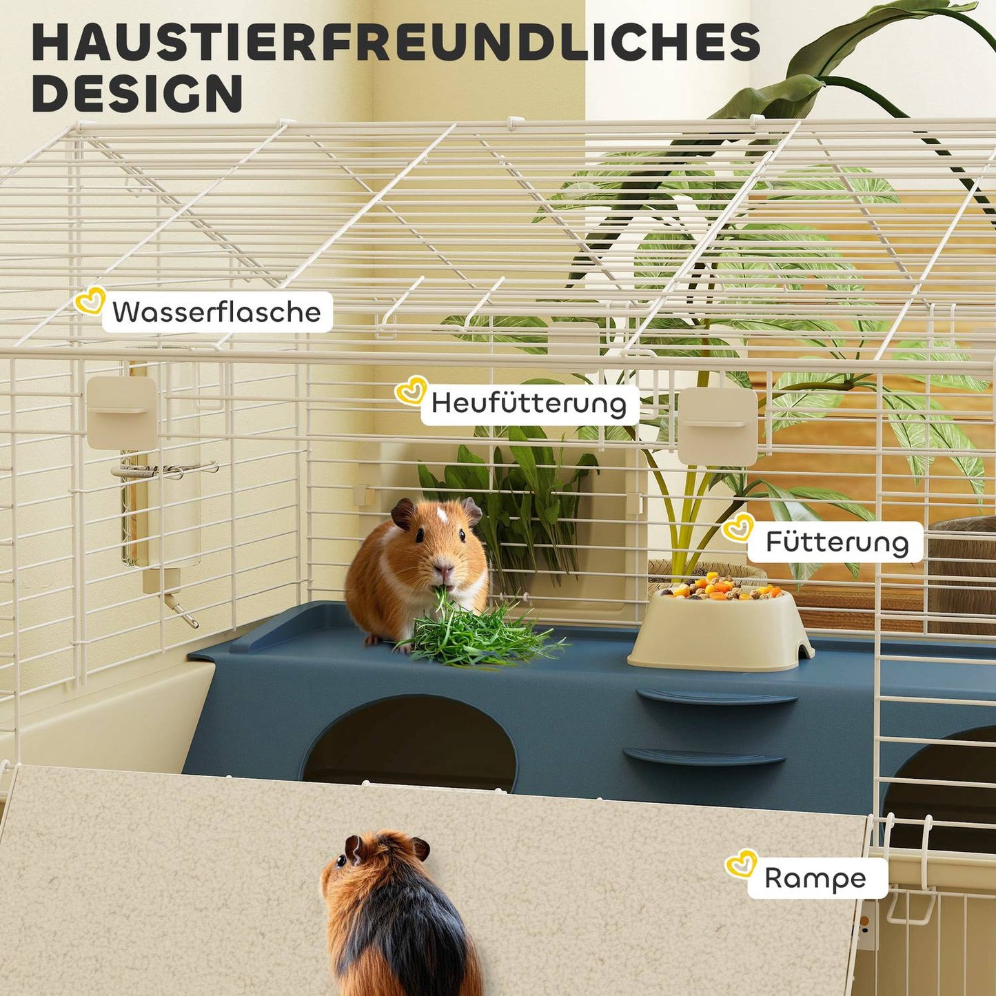 Small animal cage with playpen, wheels and accessories