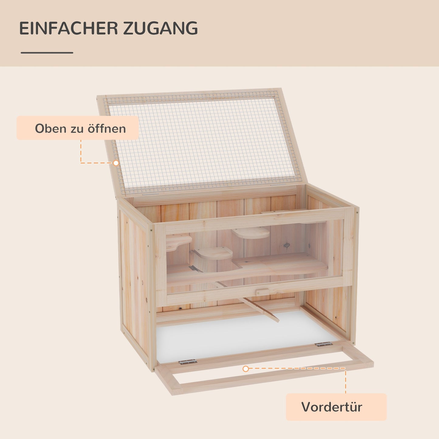 Small animal cage in wood, 60 x 35 x 42 cm