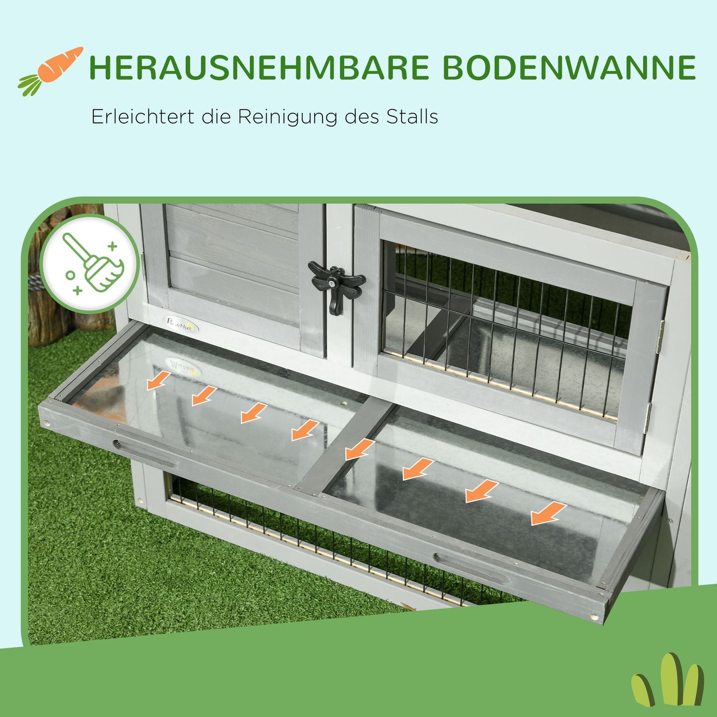 Guinea pig enclosure - Winterproof, spruce, 150x52x68 cm