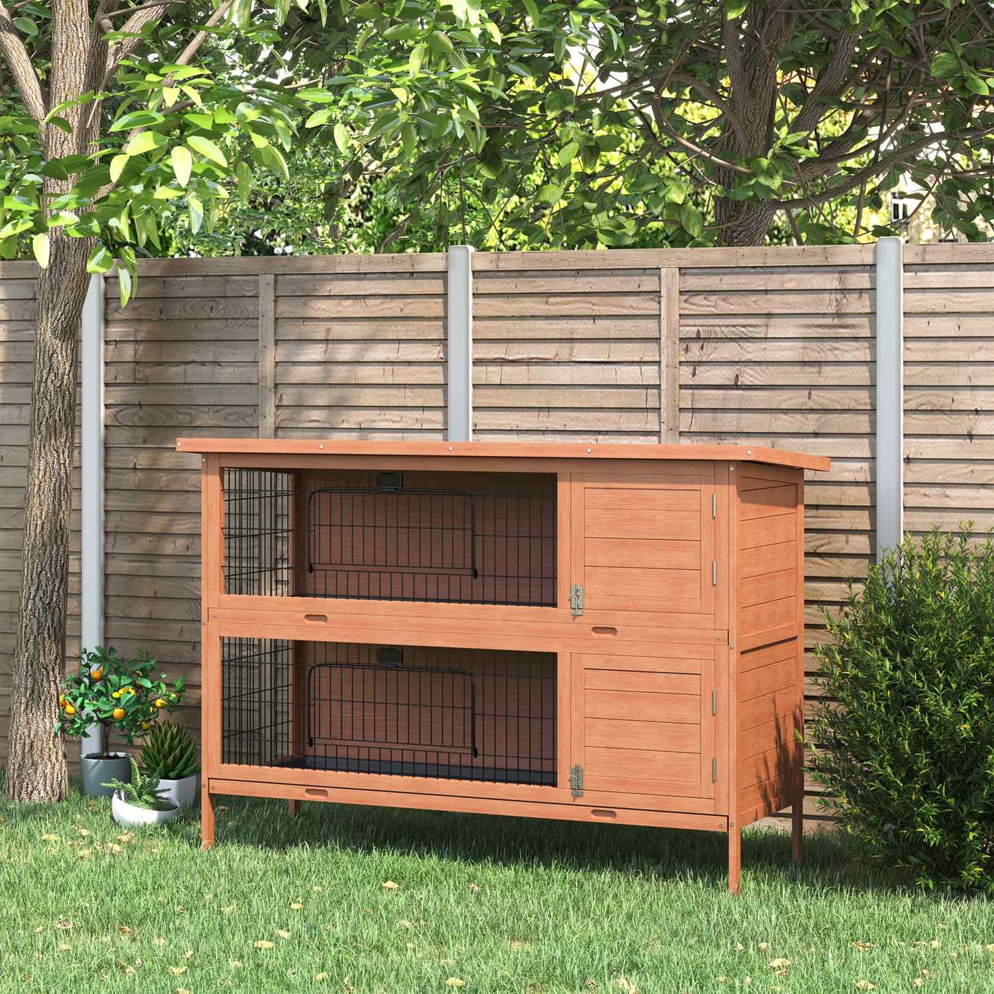Double decker guinea pig cage, spruce, 136.4 x 50 x 93 cm