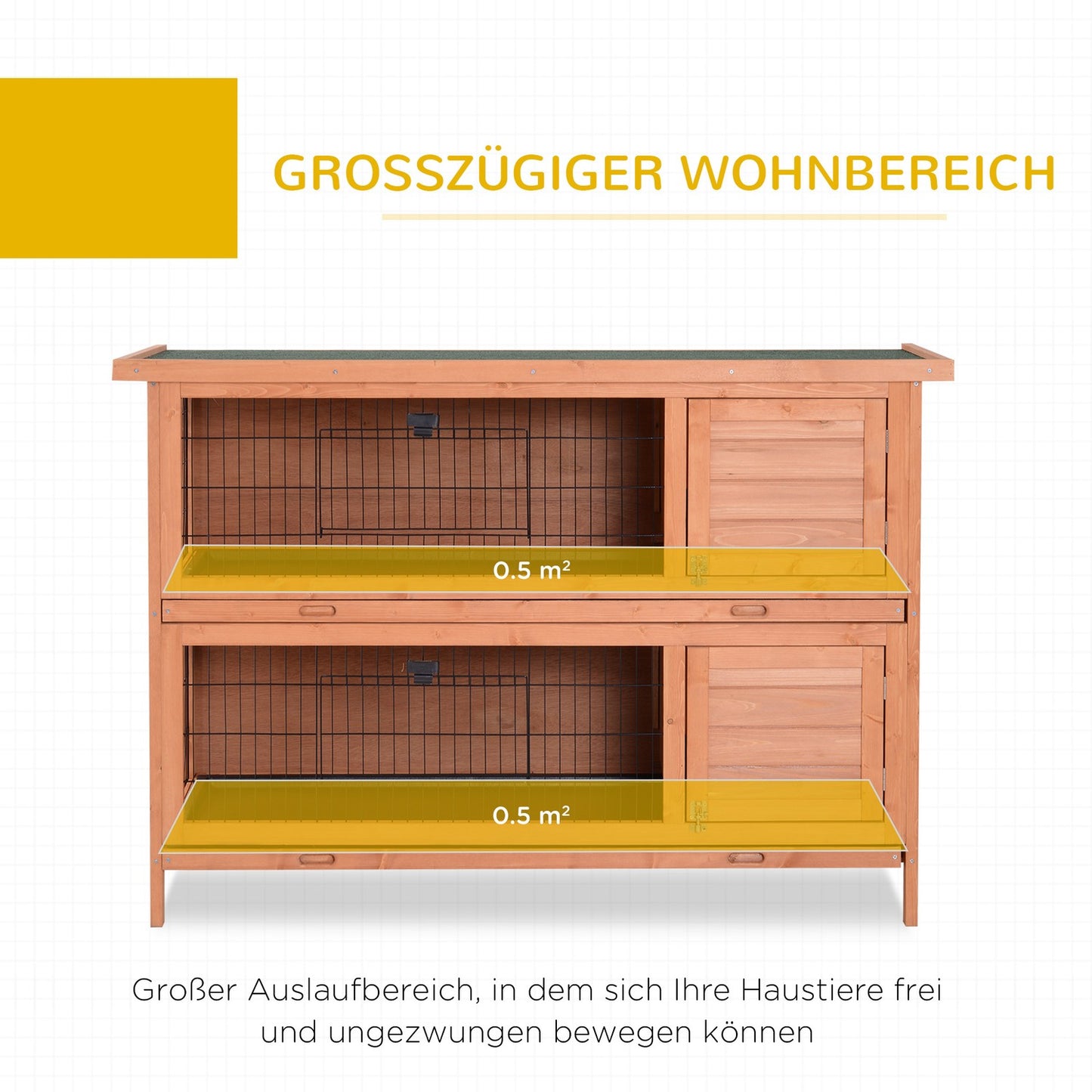 Double decker guinea pig cage, spruce, 136.4 x 50 x 93 cm