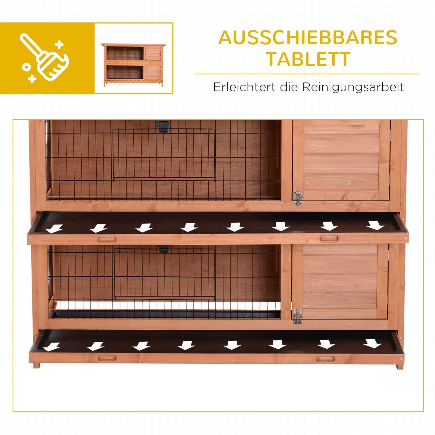 Double decker guinea pig cage, spruce, 136.4 x 50 x 93 cm